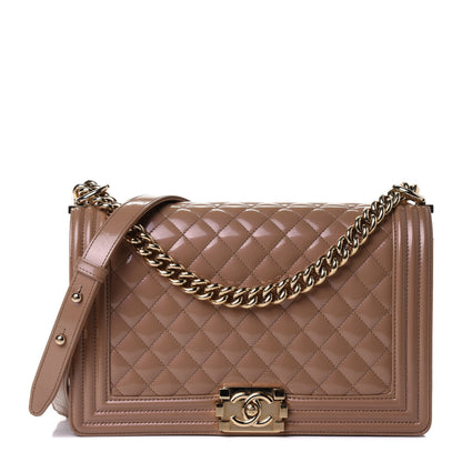 Chanel Glazed Calfskin Quilted New Medium Boy Flap Beige 1 of 5