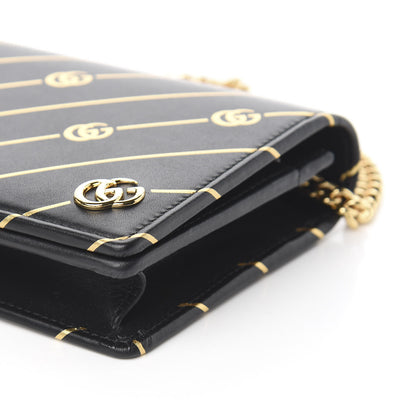 Gucci Calfskin Diagonal GG Mini Chain Wallet Black Gold 9 of 12