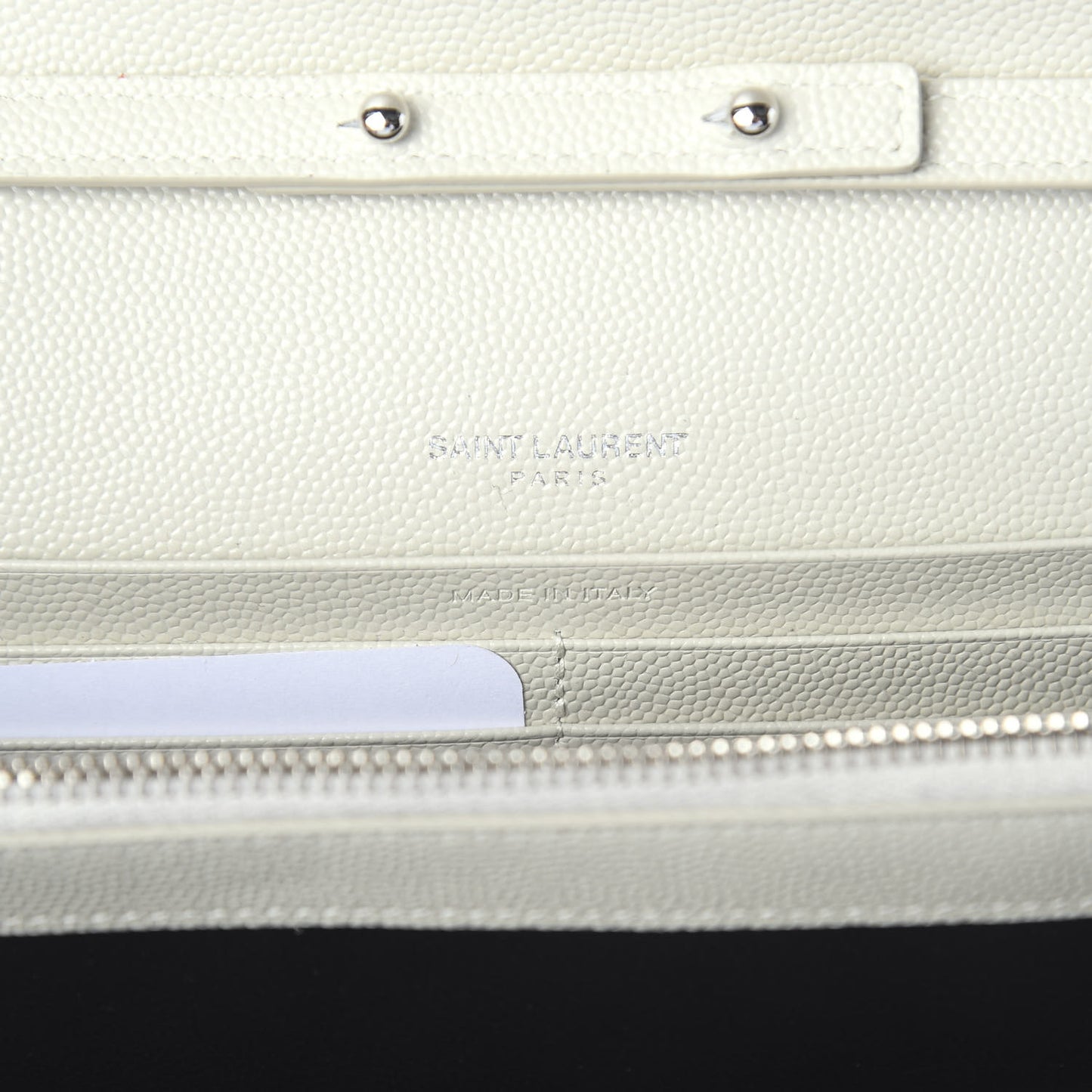 Grain De Poudre Matelasse Chevron Monogram Chain Wallet Icy White