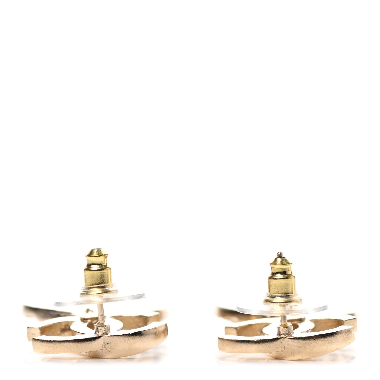 Chanel Crystal CC Medallion Drop Earrings Gold 3 of 4