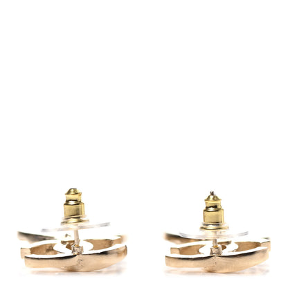Chanel Crystal CC Medallion Drop Earrings Gold 3 of 4