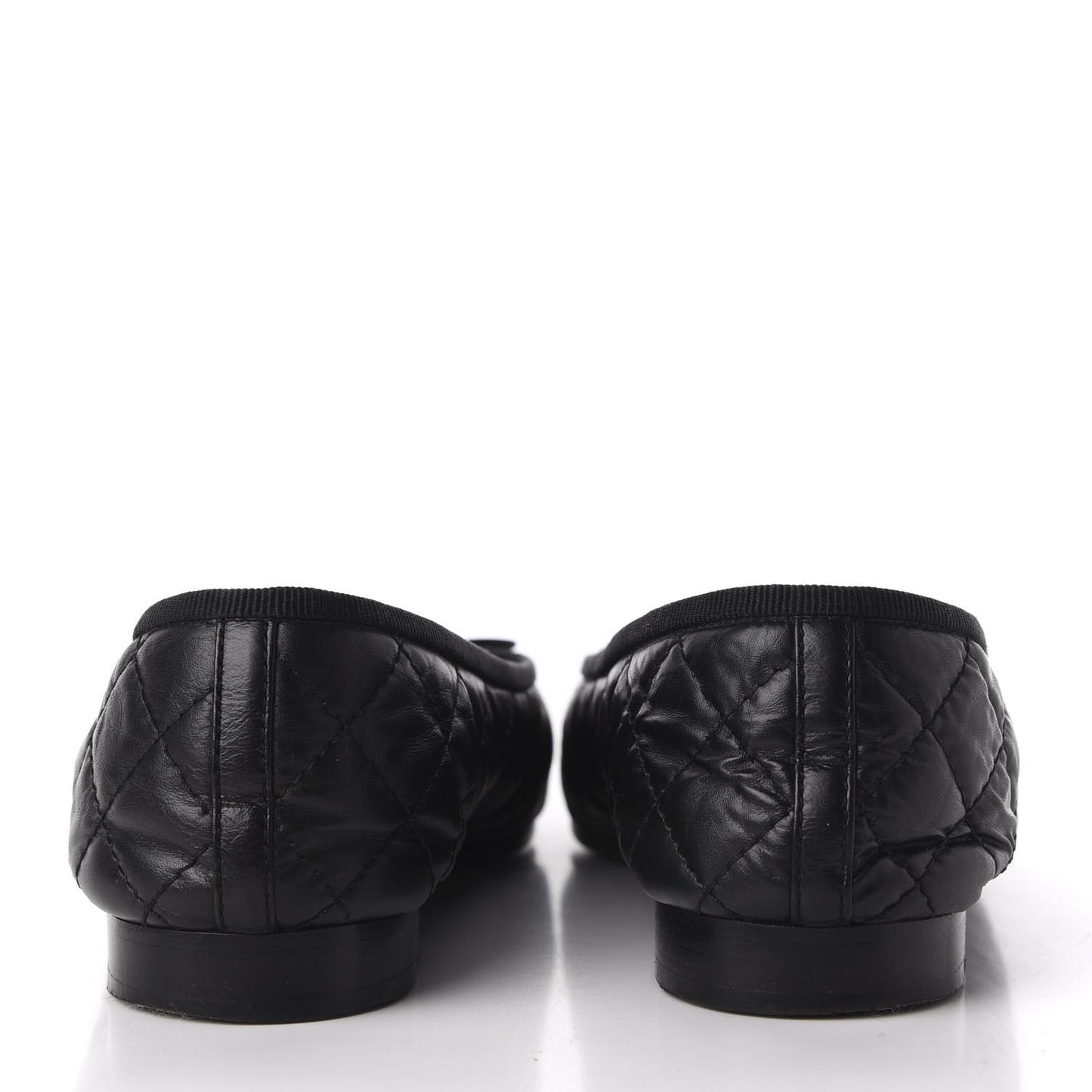 Aged Calfskin Quilted CC Cap Toe Ballerina Flats 37.5 Black