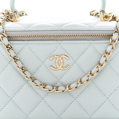 Chanel Lambskin Quilted Small Top Handle Vanity Case With Chain Light Blue 8 of 10