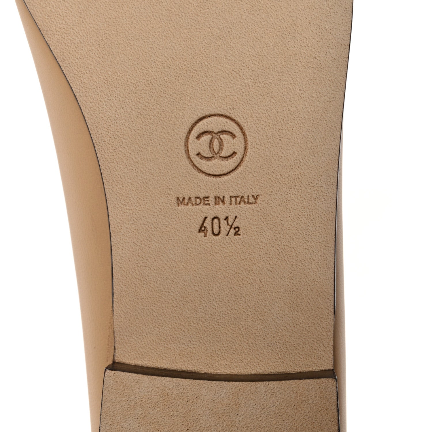 Chanel Lambskin Cap Toe CC Ballerina Flats 40.5 Beige Black 6 of 9