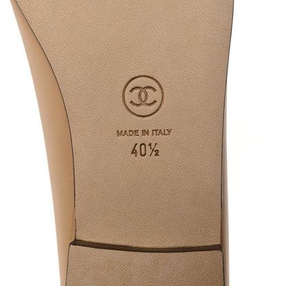 Chanel Lambskin Cap Toe CC Ballerina Flats 40.5 Beige Black 6 of 9