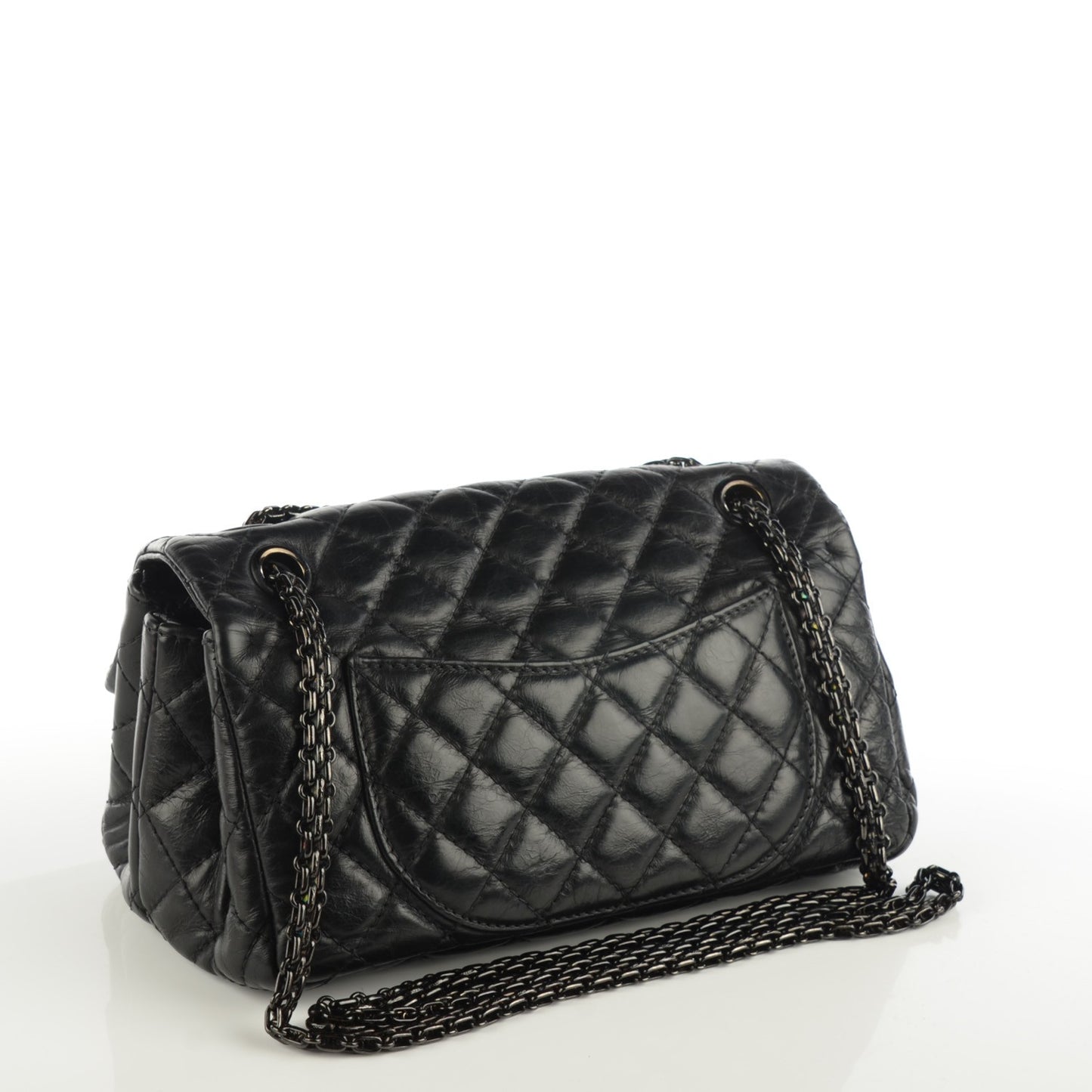 Aged Calfskin Quilted Accordion Reissue 2.55 Flap Black