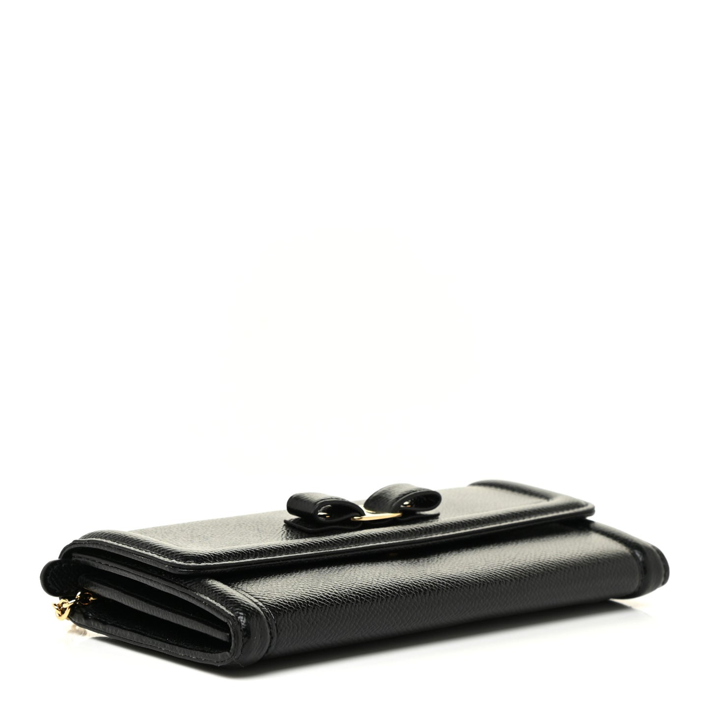 Printed Calfskin Vara Bow Continental Wallet Black