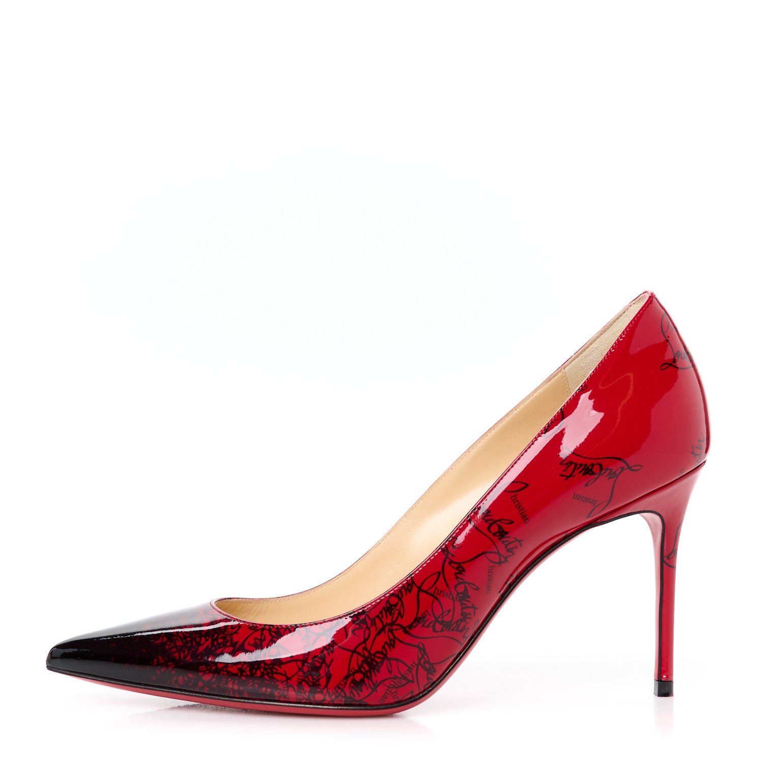 Christian Louboutin Patent Logo Degrade Decollete 554 85 Pumps 37 Black Loubi 1 of 9