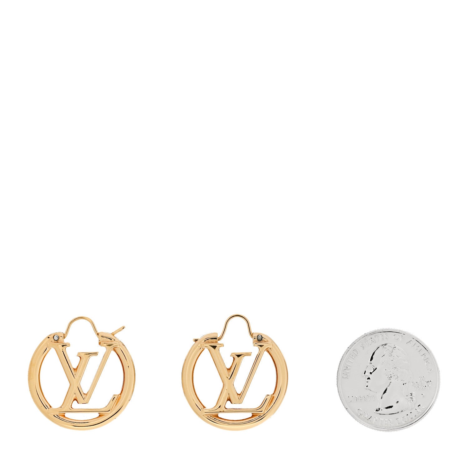 Louis Vuitton Metal Small Louise Hoop Earrings Gold 2 of 5
