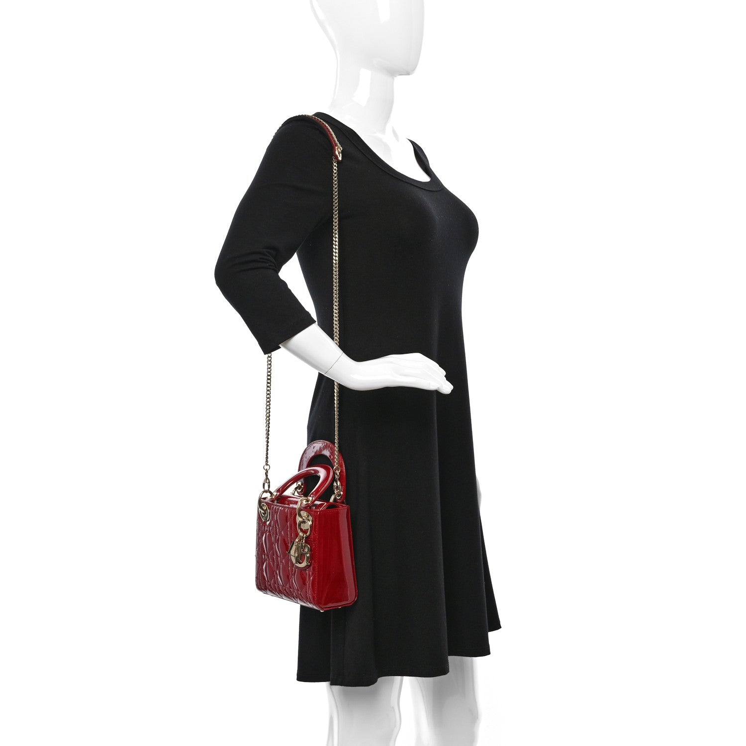 Christian Dior Patent Cannage Mini Lady Dior Red 2 of 9