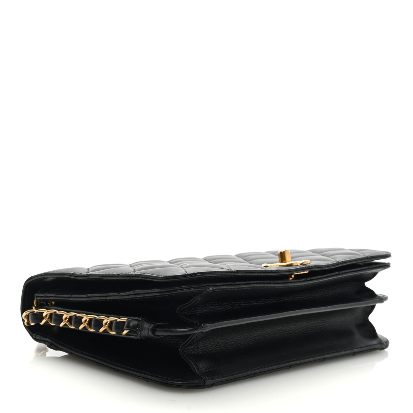 Lambskin Quilted Chain Medium Single Flap Black