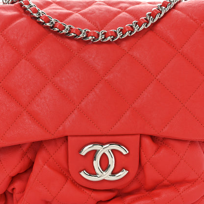 Chanel Washed Lambskin Quilted Large Chain Around Messenger Red 8 of 10