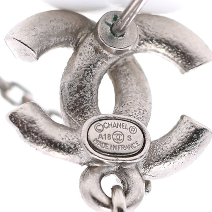 Chanel Crystal Resin CC Drop Earrings Silver 4 of 5