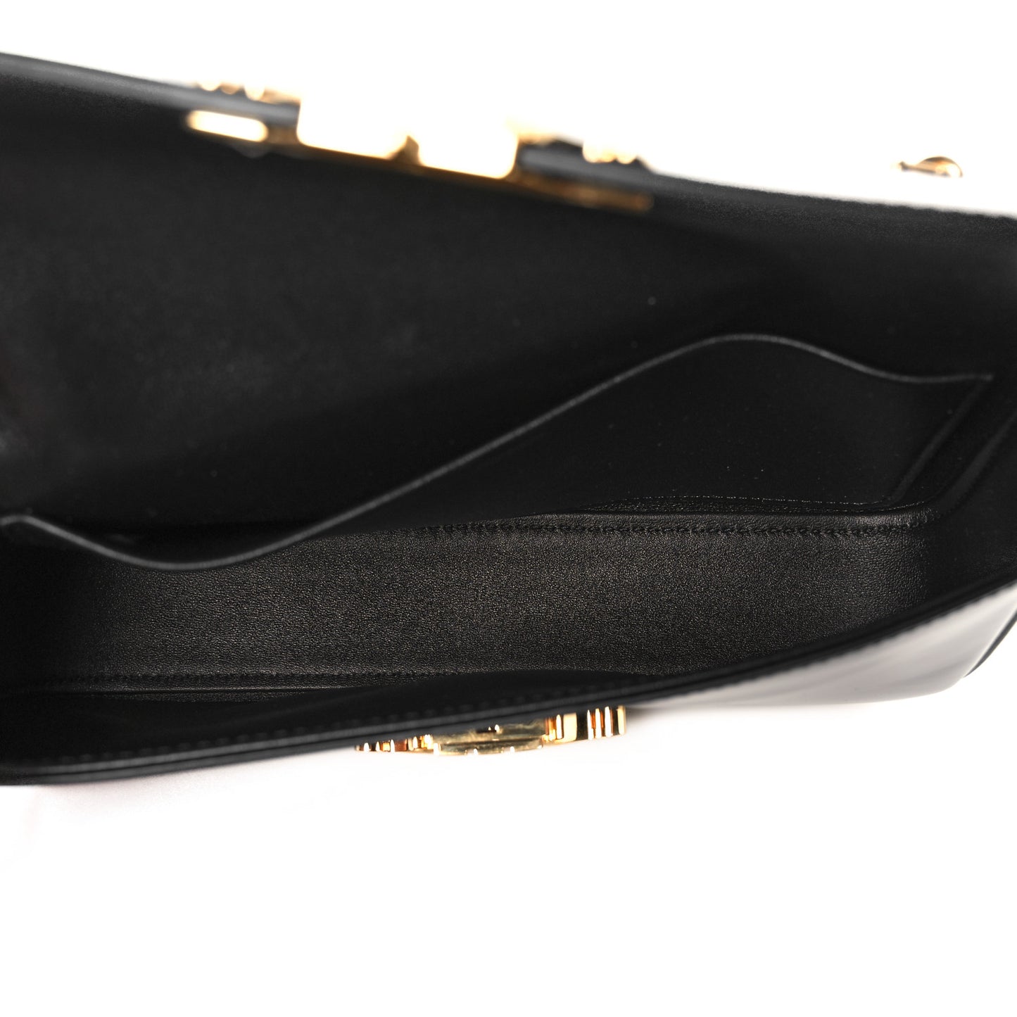 Shiny Calfskin Triomphe Chain Shoulder Bag Black