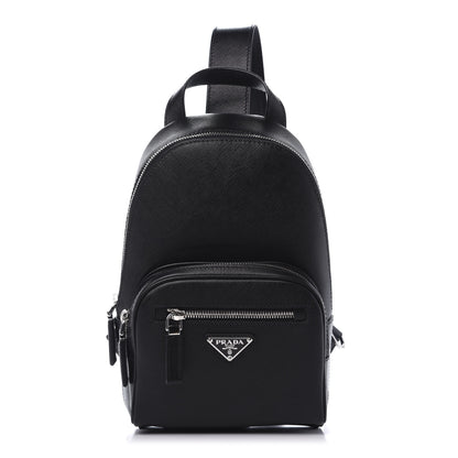 Prada Saffiano Sling Backpack Black 1 of 8