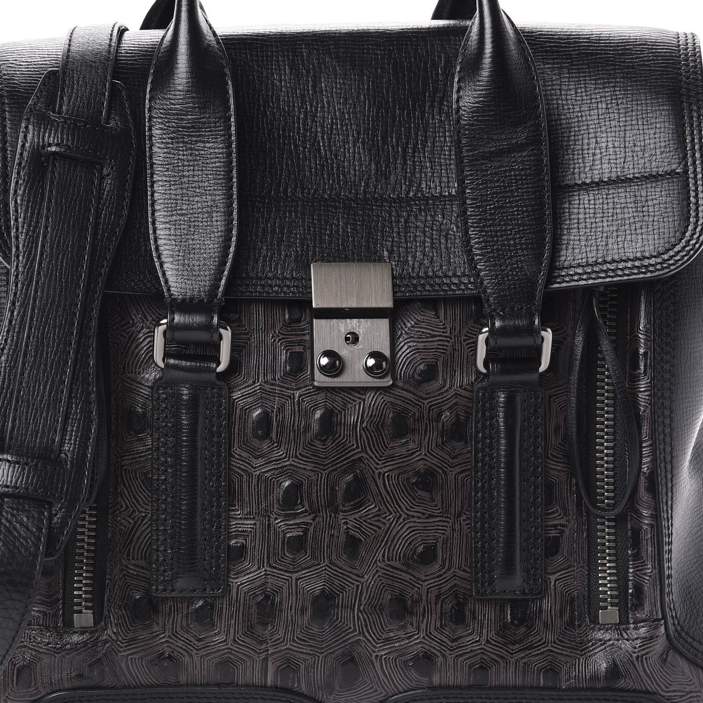 3.1 Turtle Embossed Medium Pashli Satchel Black