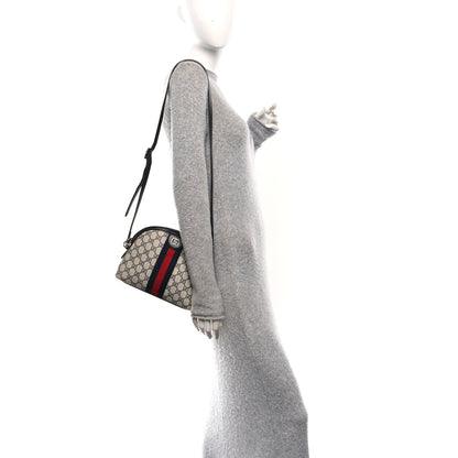 Gucci GG Supreme Monogram Textured Dollar Calfskin Web Small Ophidia Dome Shoulder Bag Beige Blue 2 of 10