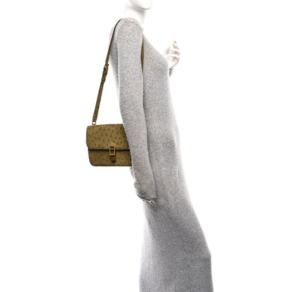 Saint Laurent Ostrich Carre Satchel Green 2 of 10