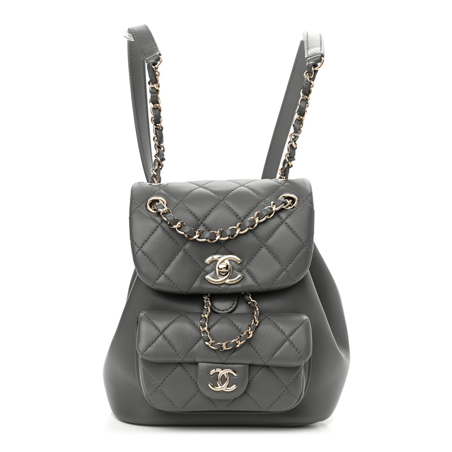 Chanel Lambskin Quilted Small Duma Drawstring Backpack Grey 1 of 11