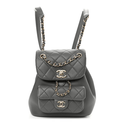Chanel Lambskin Quilted Small Duma Drawstring Backpack Grey 1 of 11