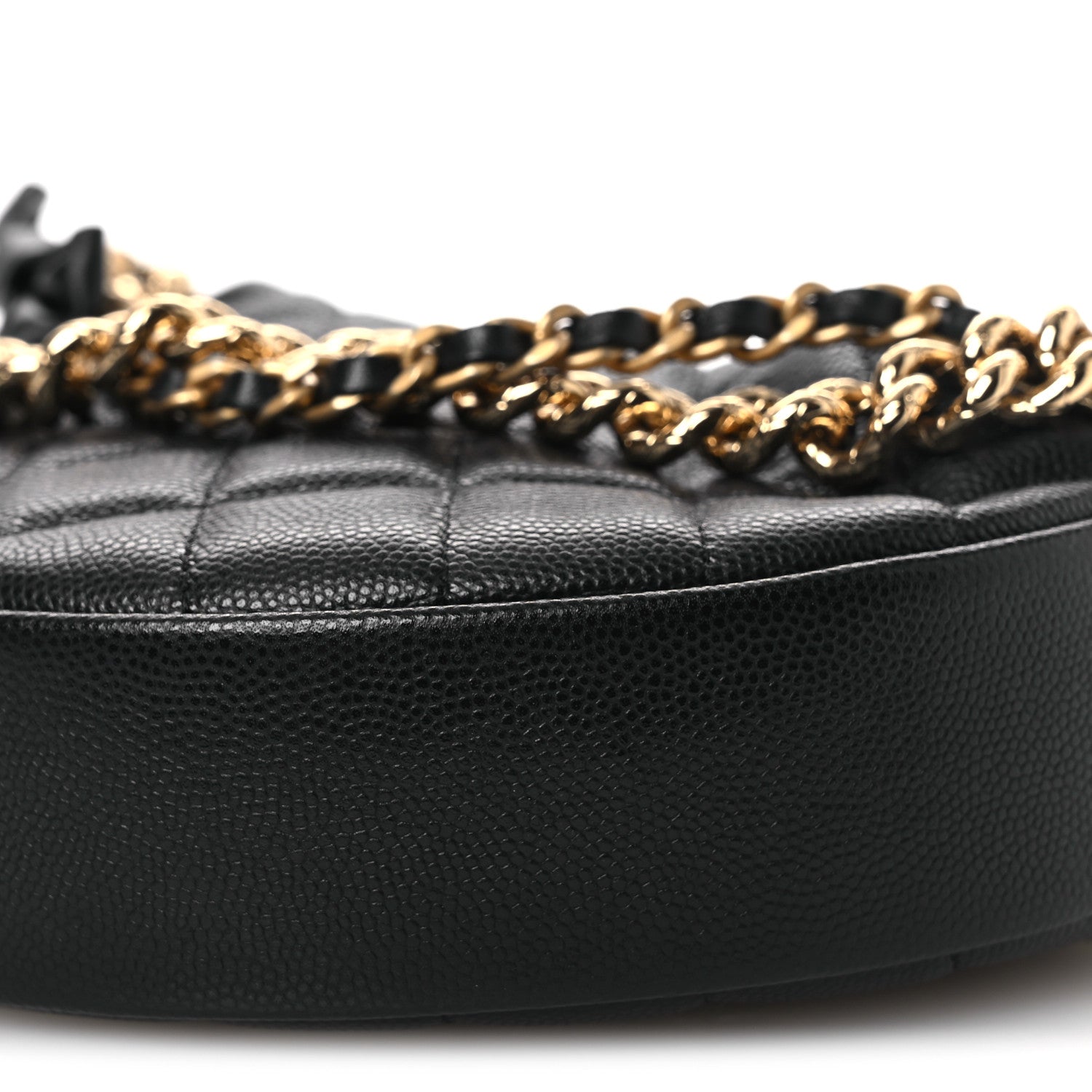 Chanel Shiny Caviar Quilted Bow Pouch Hobo Black 10 of 10