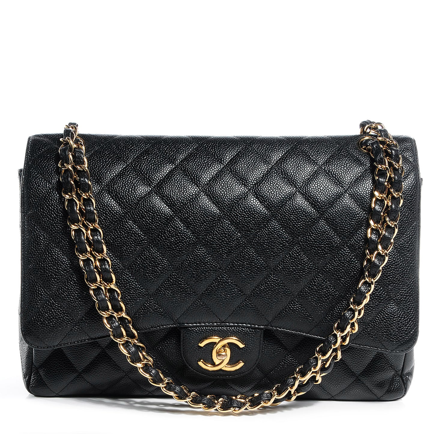 Caviar Quilted Maxi Double Flap Black