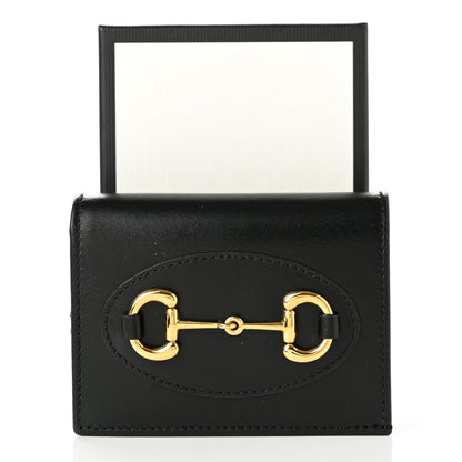 Gucci Boarded Plutone Calfskin Horsebit 1955 Card Case Wallet Black 8 of 8
