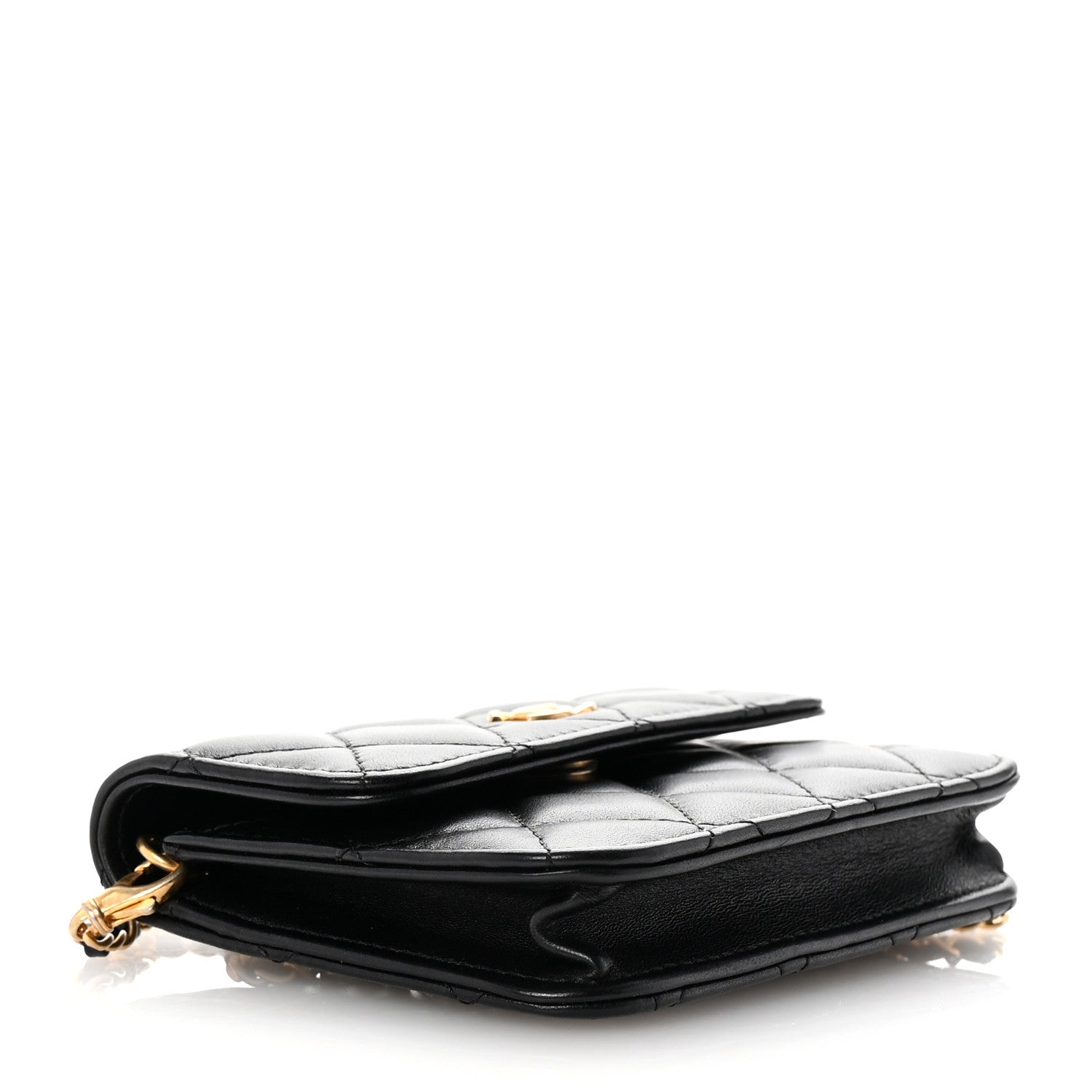 Chanel Lambskin Quilted Pearl Crush Clutch With Chain Black 3 of 10