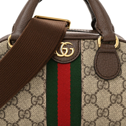 Gucci GG Supreme Monogram Textured Dollar Calfskin Web Mini Ophidia Top Handle Bowler Bag Beige Ebony New Acero 8 of 11