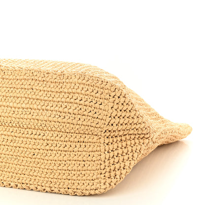 Prada Yarn Raffia Effect Crochet Embroidered Logo Tote Naturale 9 of 9