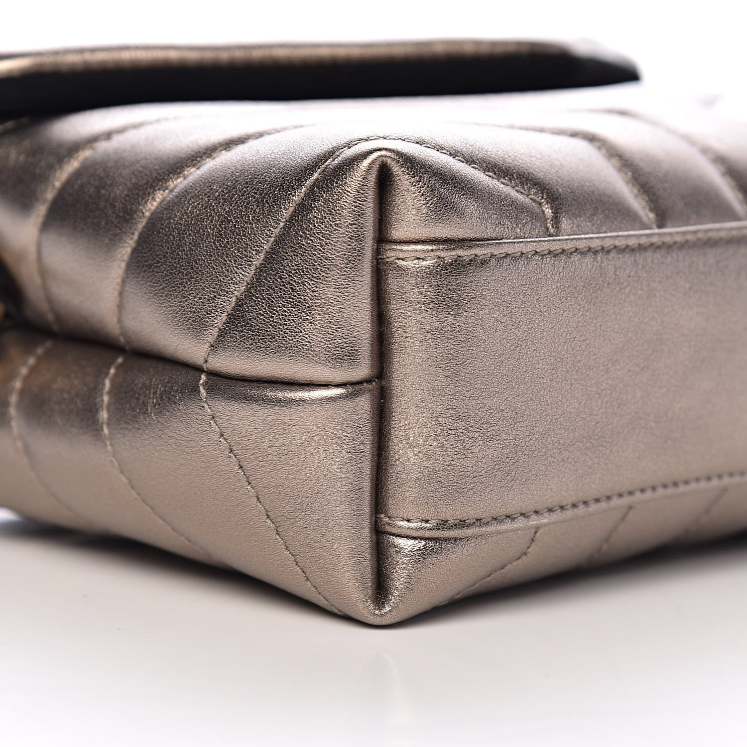 Saint Laurent Metallic Calfskin Y Quilted Monogram Toy Loulou Crossbody Bag Piombo 8 of 11