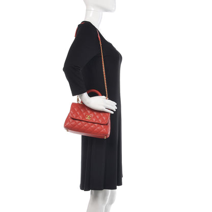 Chanel Caviar Quilted Mini Coco Handle Flap Red 2 of 10