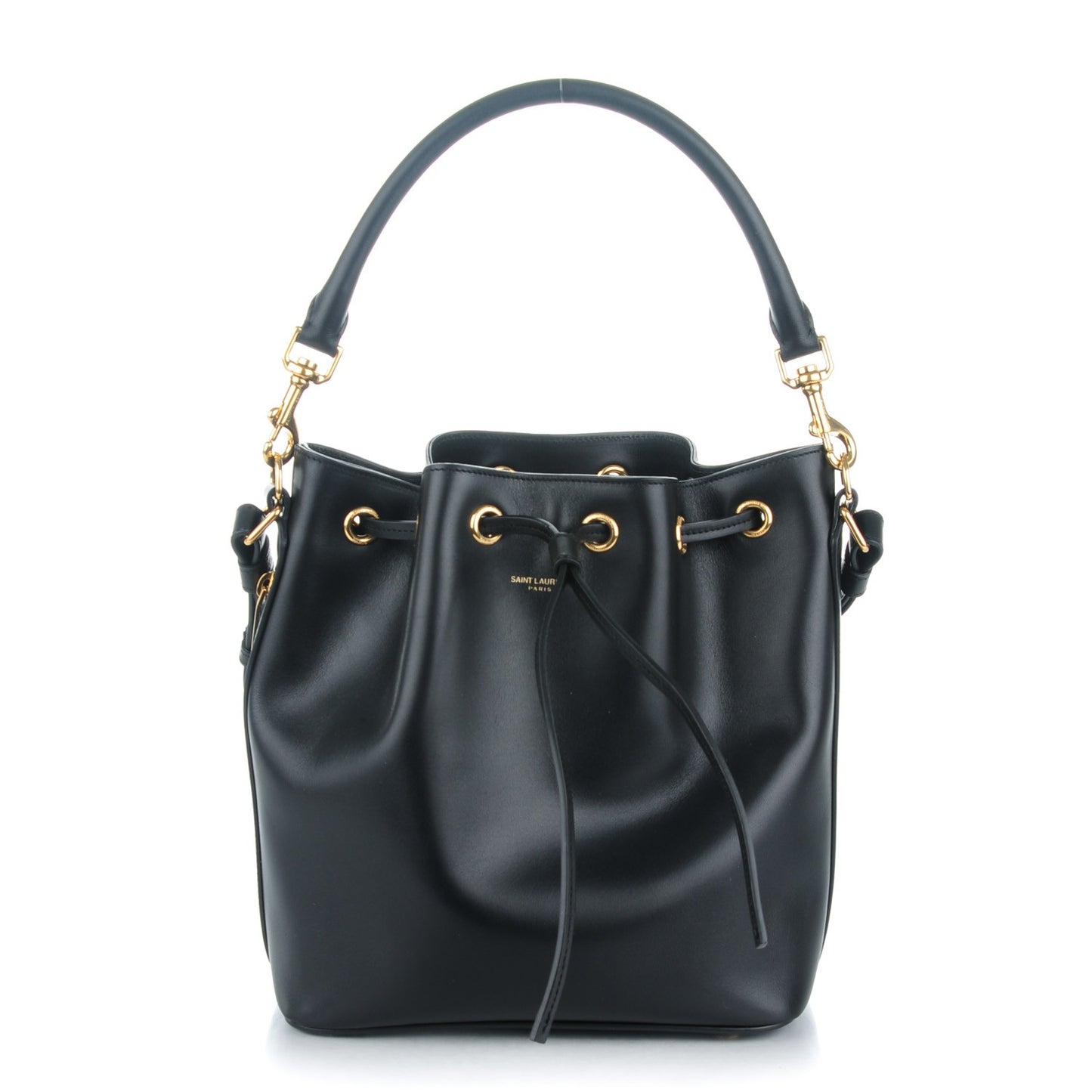 Calfskin Medium Emmanuelle Bucket Bag Black