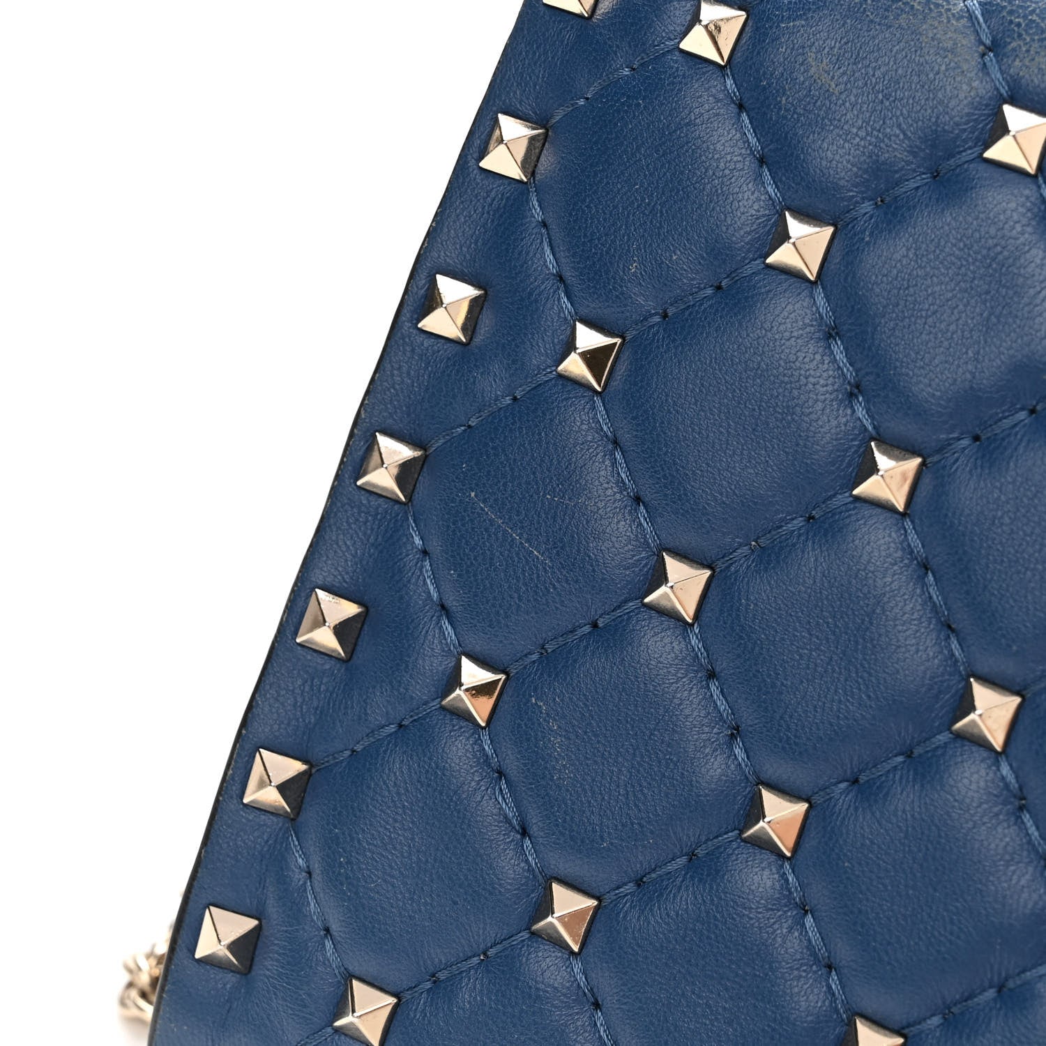 Valentino Garavani Nappa Rockstud Spike Wallet on Chain Pure Blue 12 of 15