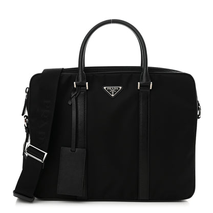 Prada Tessuto Nylon Saffiano Metal Triangle Logo Work Bag Black 1 of 10