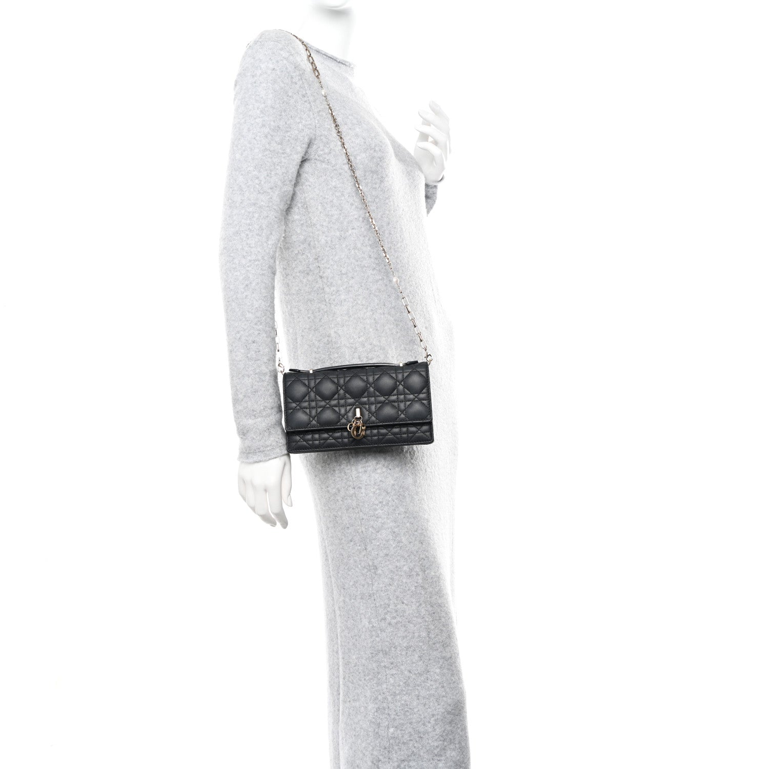 Christian Dior Lambskin Lady Dior Top Handle Clutch Black 2 of 15