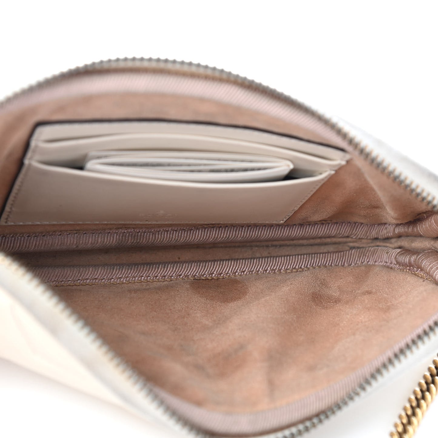 Calfskin Matelasse Mini GG Marmont Chain Crossbody Bag White