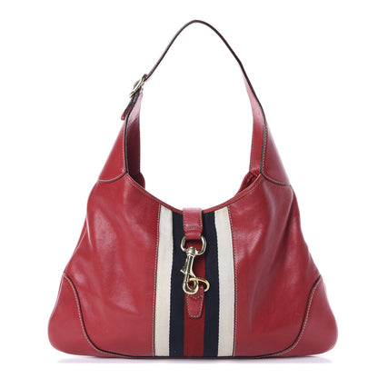 Gucci Calfskin Web Medium Jackie O Bouvier Hobo Red 1 of 12