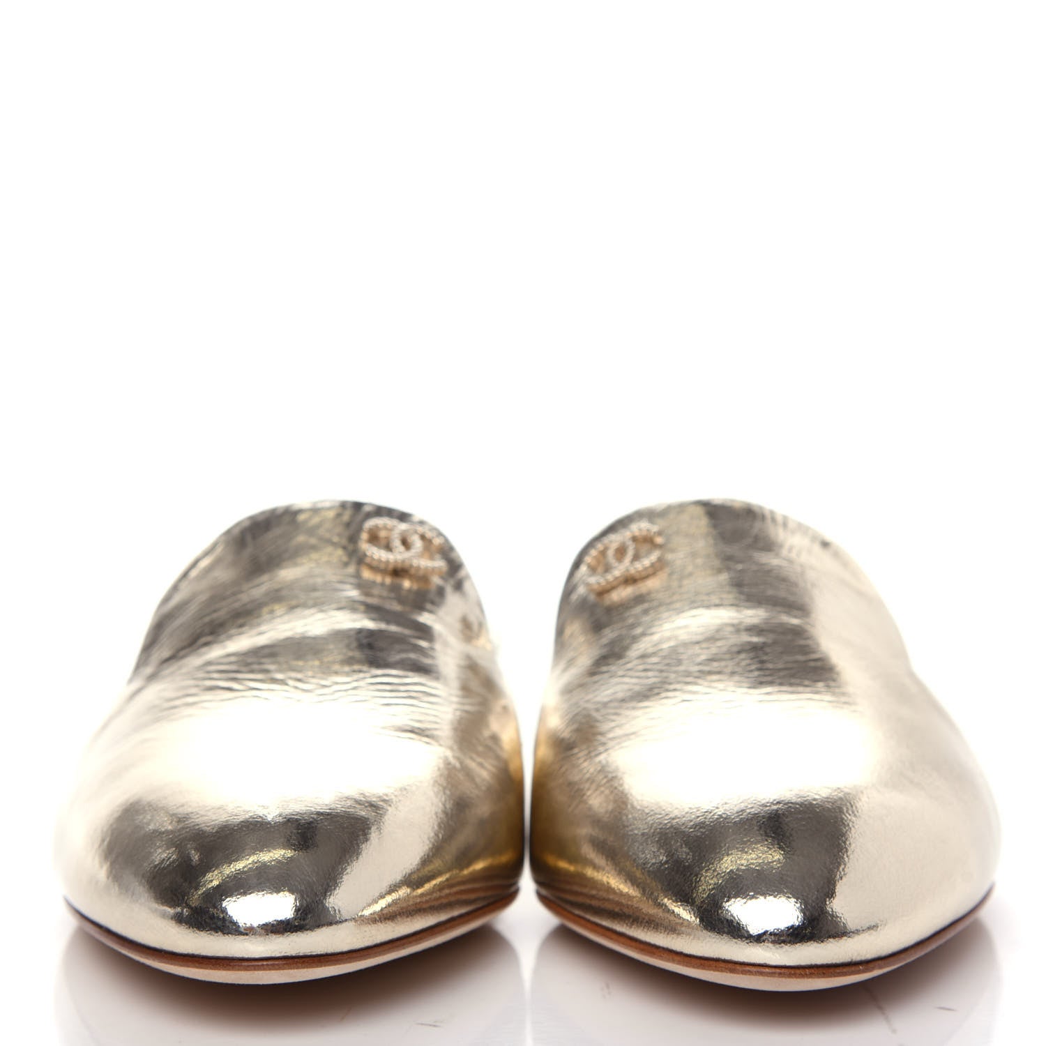 Chanel Metallic Sheepskin Mules 36 Gold 2 of 11
