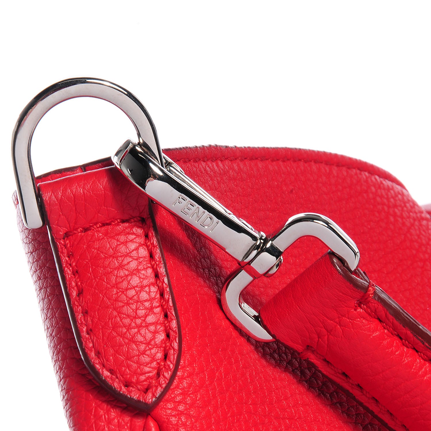 Fendi Vitello Small Clasp Top Hobo Bag Red 6 of 10
