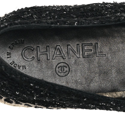 Chanel Tweed Patent Goatskin Sequin CC Espadrilles 40 Black 8 of 10
