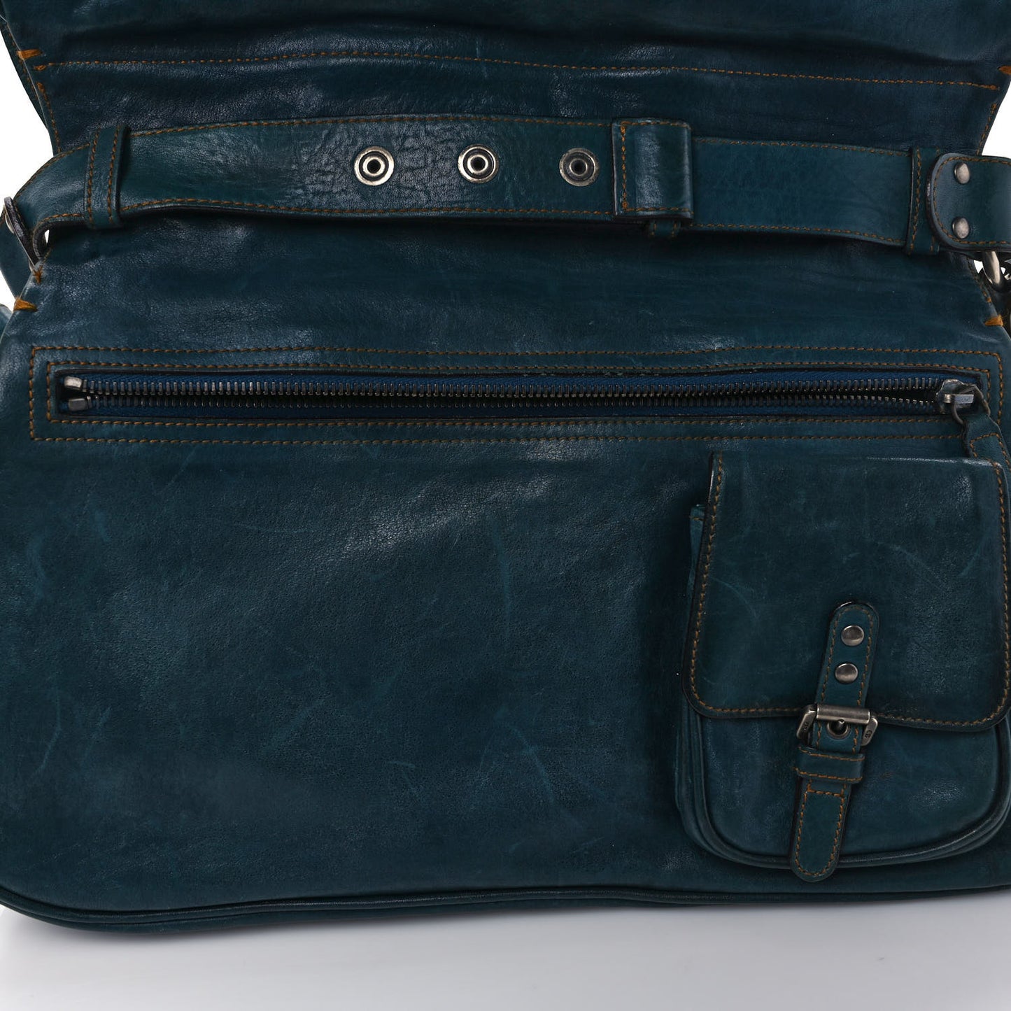 Calfskin Medium Gaucho Double Saddle Bag Dark Blue