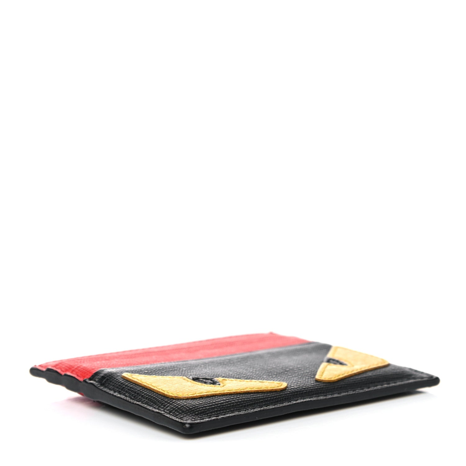 Fendi Vitello Elite Monster Eyes Card Holder Black Yellow Red 4 of 7