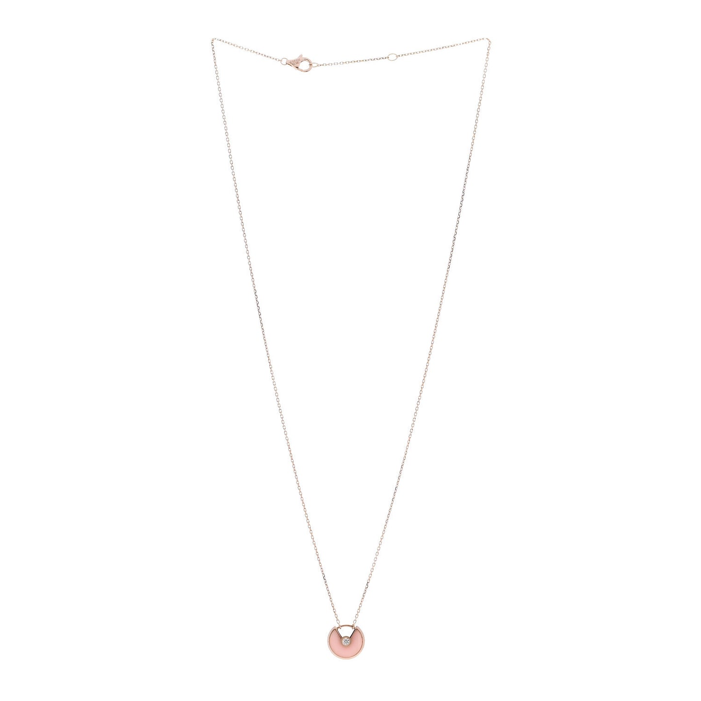 18K Pink Gold Diamond Pink Opal XS Amulette de Cartier Pendant Necklace
