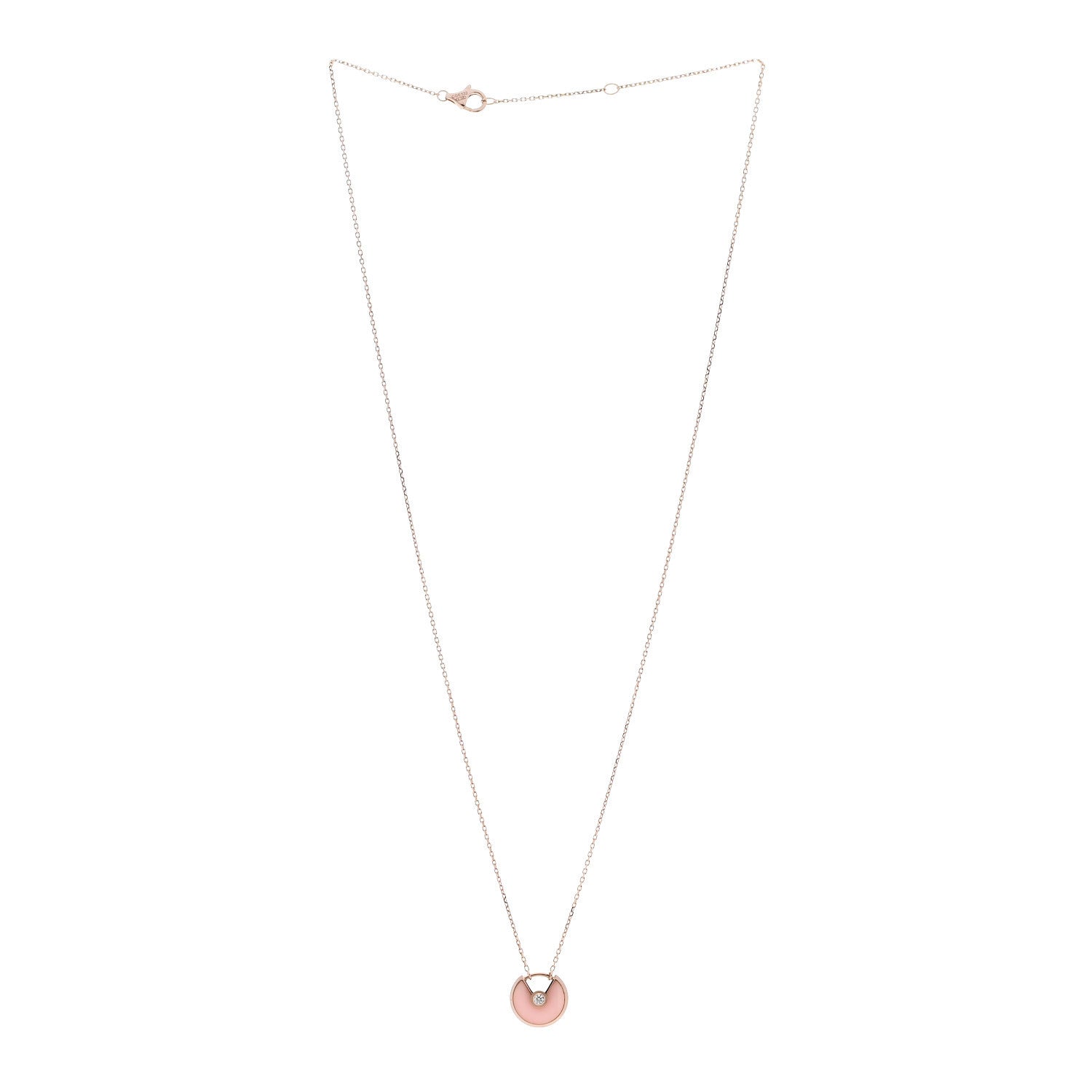 Cartier 18K Pink Gold Diamond Pink Opal XS Amulette de Cartier Pendant Necklace 3 of 6