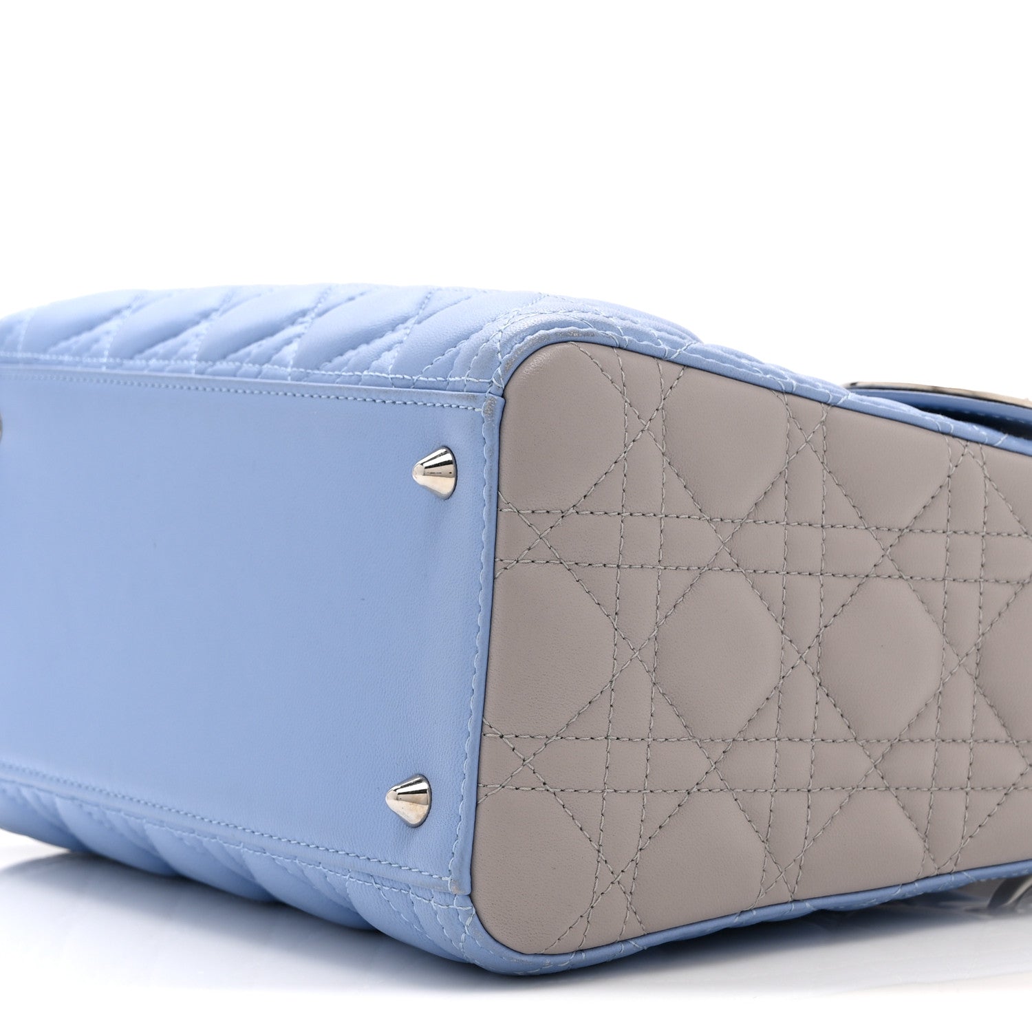 Christian Dior Lambskin Cannage Medium Bi-Color Lady Dior Blue Gray 10 of 10