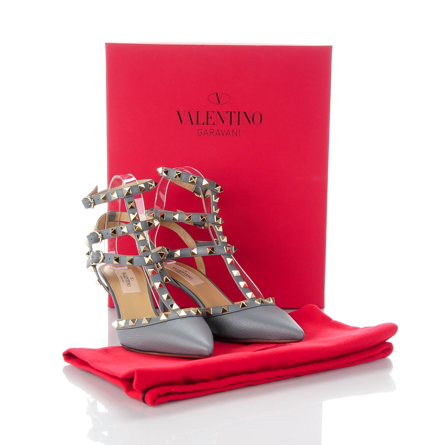 Valentino Garavani Pebbled Calfskin Rockstud Ankle Strap 65mm Pumps 36.5 Sky Sorbet 6 of 6