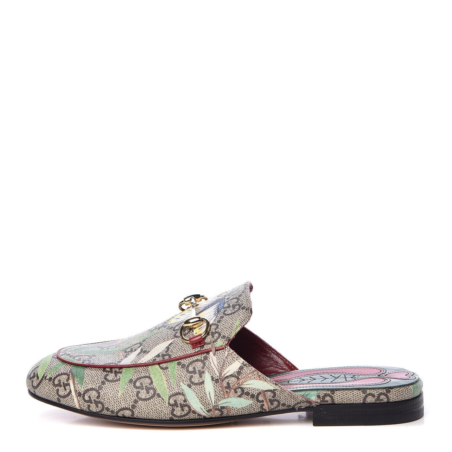 Gucci GG Supreme Monogram Tian Womens Princetown Slippers 34.5 Beige Ebony Multicolor 1 of 10