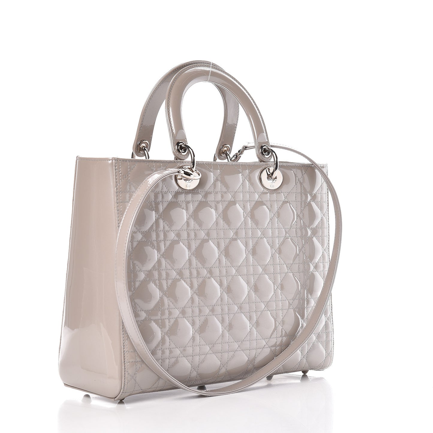 Patent Cannage Large Lady Dior Beige