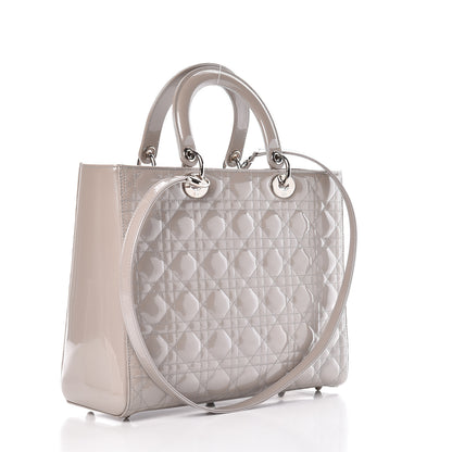 Christian Dior Patent Cannage Large Lady Dior Beige 3 of 13